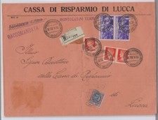 REGNO 1901 FLOREALE 5 LIRE MISTA 1930 IMPERIALE E FERRUCCI SU BUSTA RACCOMANDATA
