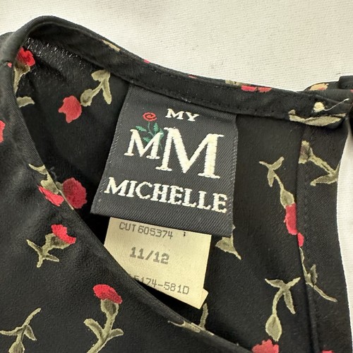 My Michelle Womens Vintage Y2k Slip Maxi Dress Size 11/12 Black Red Rose Floral - Picture 6 of 10