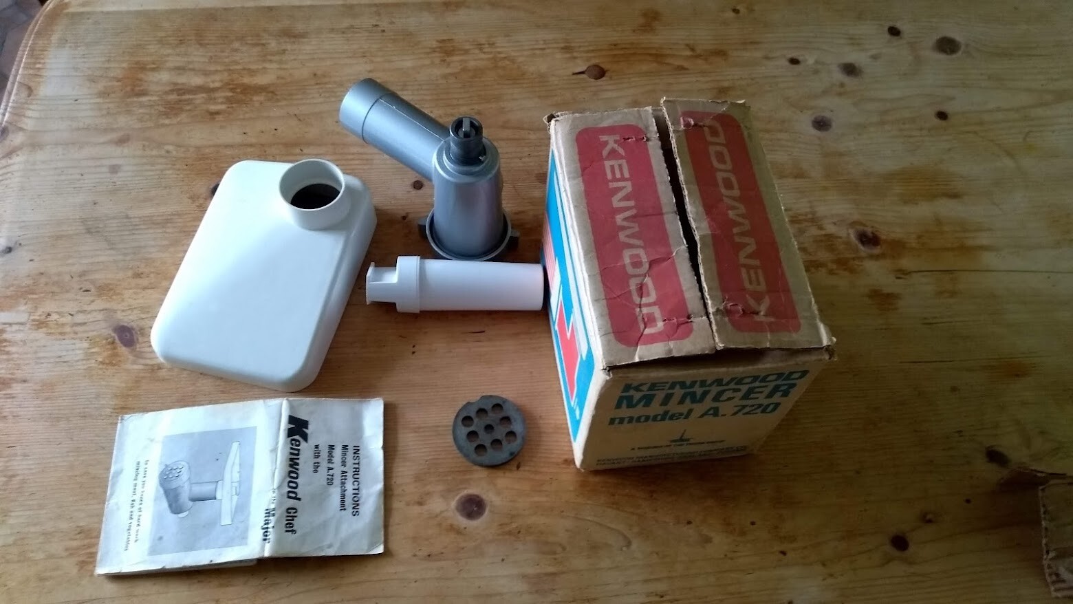 Vintage Kenwood Mincer Model A720 Attachment for use with Chef and