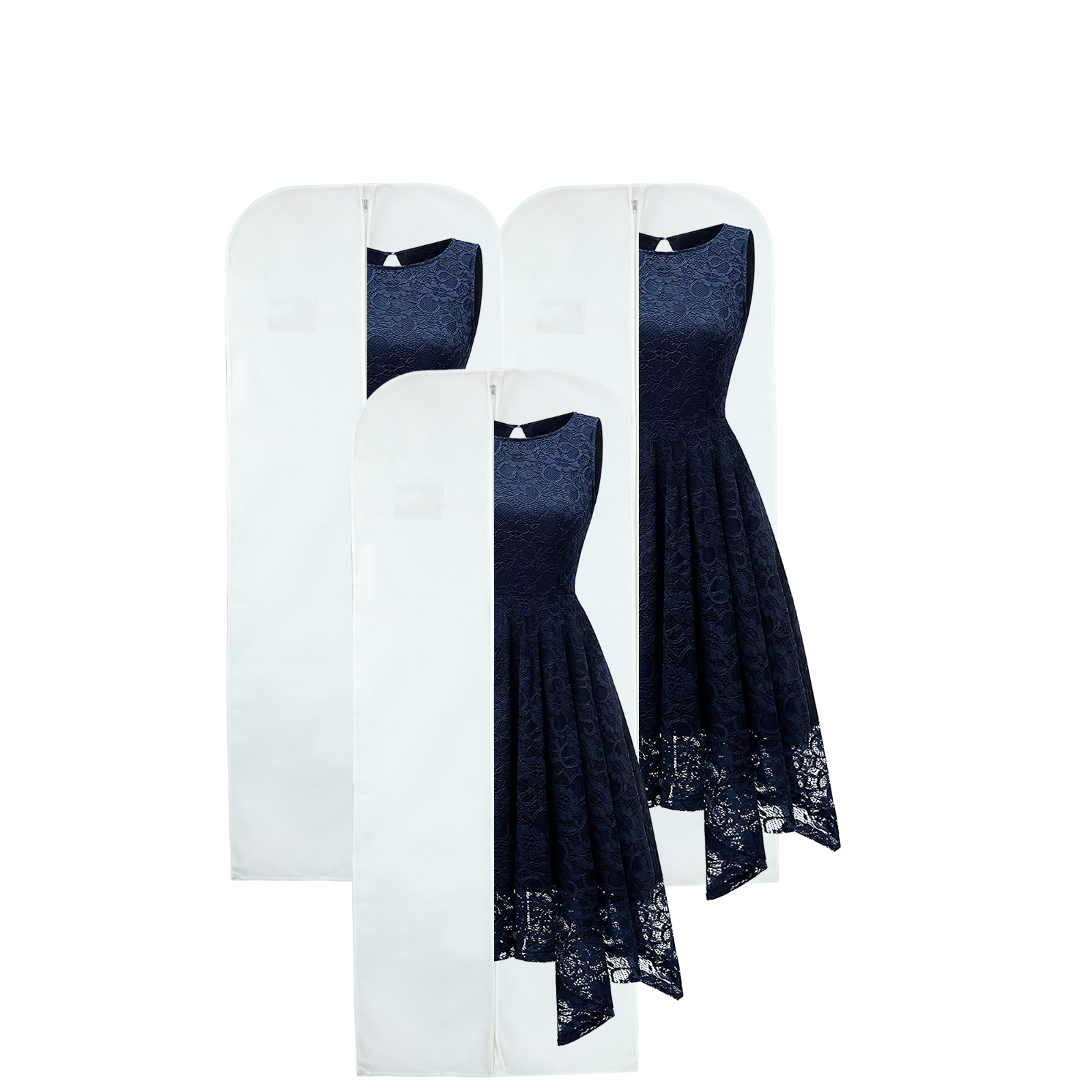 Breathable WHITE 72" Long Dress Cover Prom Bridal Gown Garment Storage