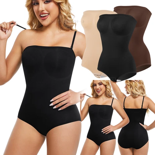 Women Strapless Tummy Control Seamless Full Body Shaper Bodysuit Tube Shapewear - Bild 1 von 42