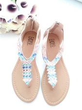 Womens Sandals *Size 11* Rose Gold with aqua marine stones **CUTE**