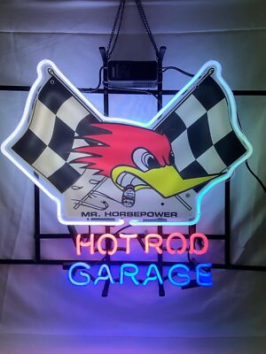 Hot Rod Garage Sports Car 20''x16'' Neon Light Sign Lamp With HD Vivid Printing