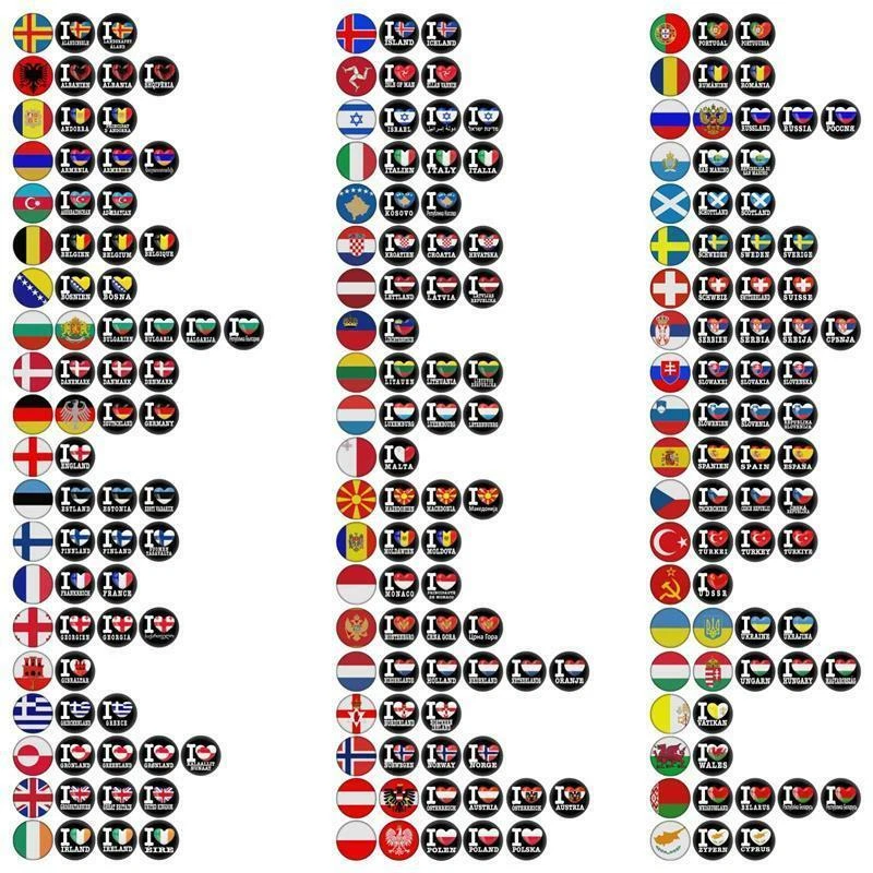 FANSHIRTS4U Button Pin Anstecker EUROPA Flagge 38mm Badge Fahne Nationalflagge ALLE LÄNDER