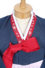 Traditional Korean Hanbok TOP ONLY 1pc Navy Blue Adult 4-6 Pre-Owned