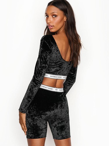 victoria secret black velvet shorts