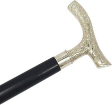 Nautical Brass Nickle Finish Head Handle Vintage Style Wooden Walking Stick Cane