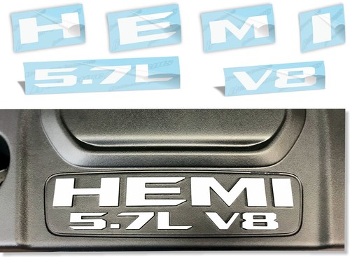 2019-2024 Ram HEMI 5.7L V8 Engine Cover Overlay Decal Stickers - Picture 32 of 73
