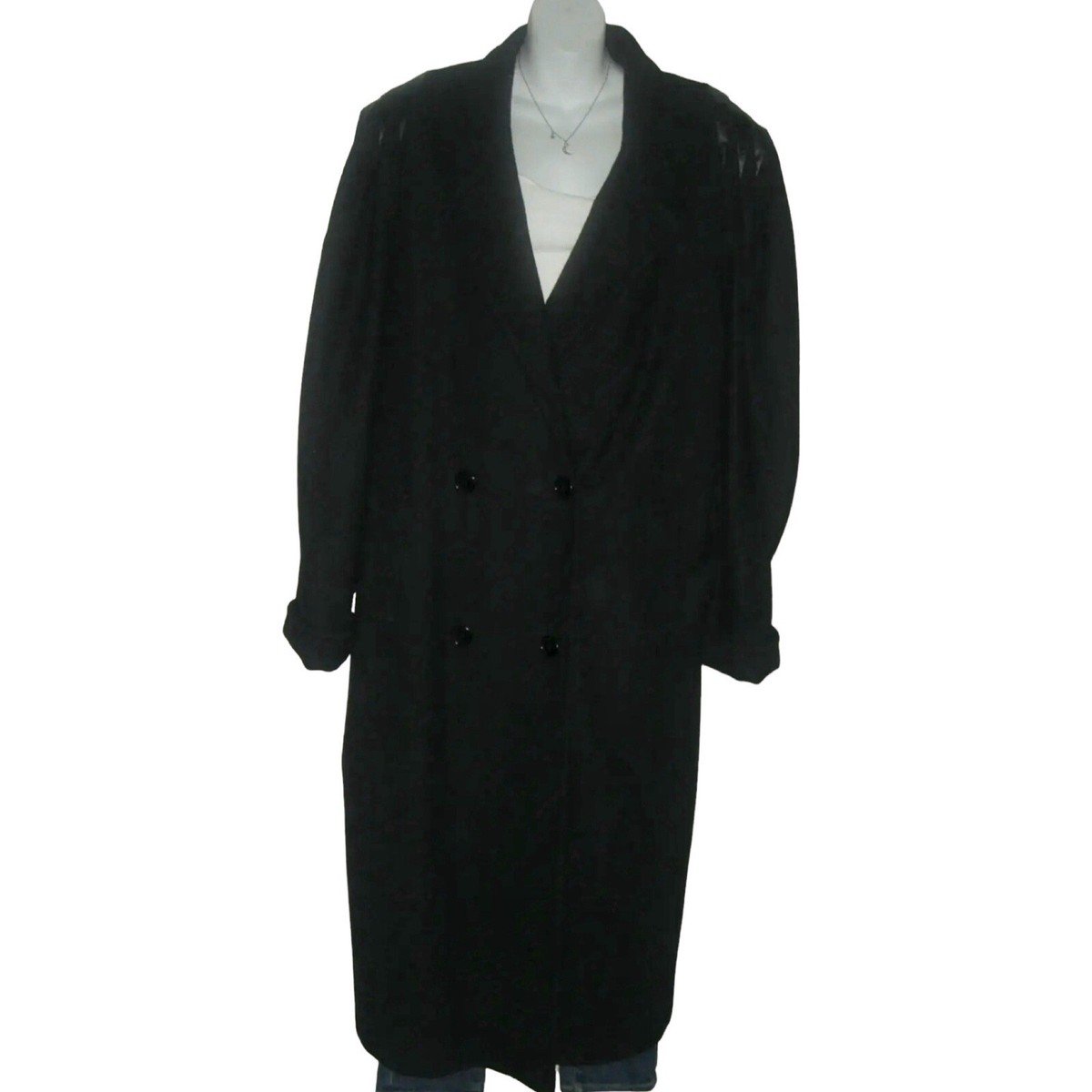 Vintage 80's Billi by Billycoat Wool Coat Black Faux Leather Goth
