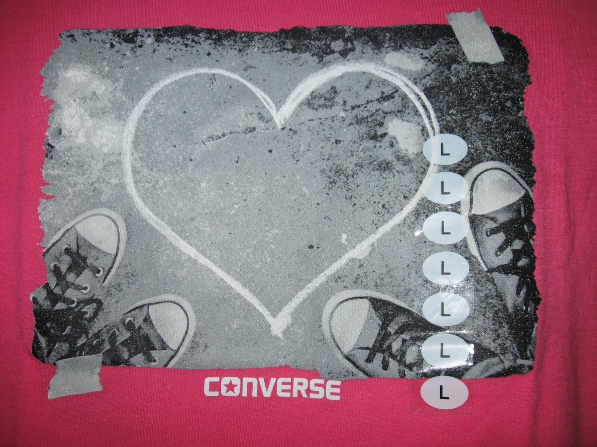 CONVERSE All Star HEART Photo Girl s T Shirt Size Large 12 13