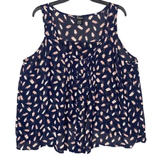 TORRID Chiffon Semi-Sheer Popsicle Pleated Tulip Back Sleeveless Blouse Tank Top