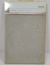 Basic Grey 26 Undressed Chipboard Recess School Bus Apple Locks Scrapbook