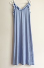 Zara Women’s Strappy Maxi Dress Spaghetti Strap Ruffle Small Light Blue NWT