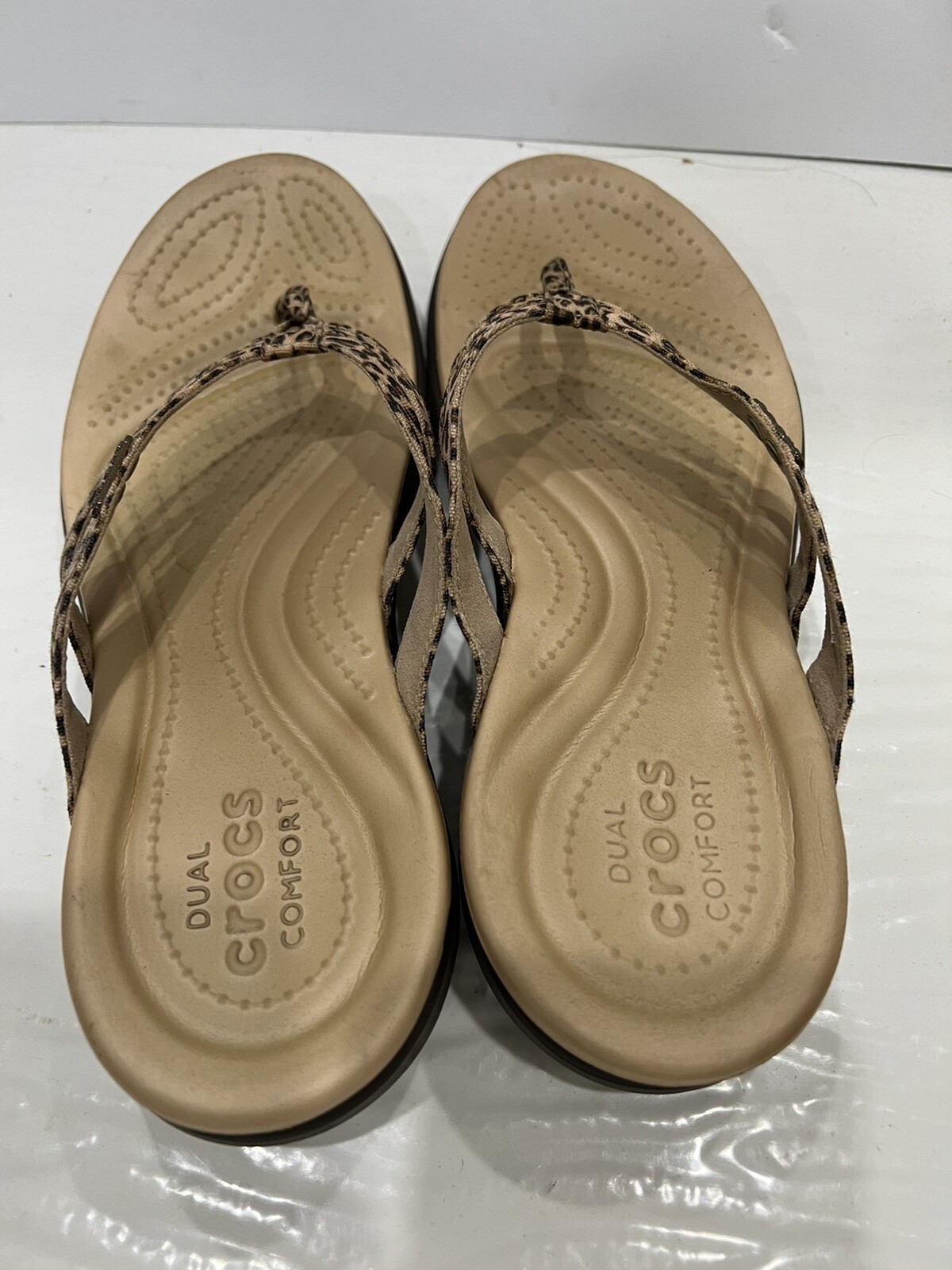 Crocs Flip Flops Leopard Strap Thong Sandals Women'… Gem