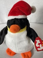 Rare, Retired ty beanie baby, holiday  Zero  Penguin With Santa Hat.  1998