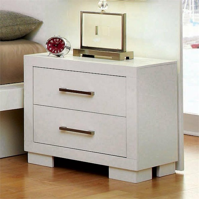 Bowery Hill 2 Drawer Contemporary Nightstand In White For Sale Online Ebay