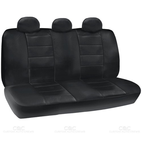 Black Leatherette Car Seat Covers Front Rear Full Set Synthetic Leather Auto - Picture 4 of 6