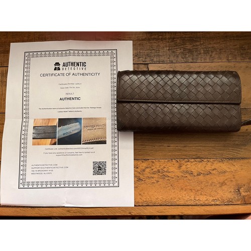 BOTTEGA VENETA Intreacciato Leather Continental Wallet Brown/Gray W/COA and Box - Picture 14 of 17