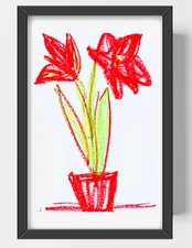 GUAJARDO Original Expressionism Amaryllis Flowers 9X6 Paper Signed Art