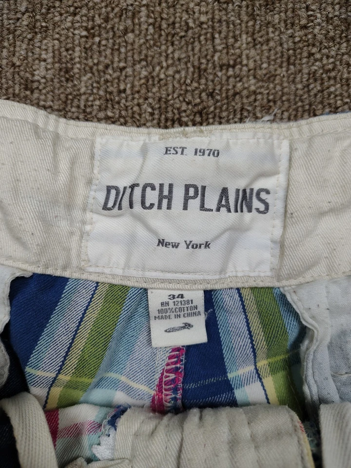 DITCH PLAINS Multicolor Plaid Cargo Shorts Men 34 Cotton Casual Pockets Summer - Image 2 of 4