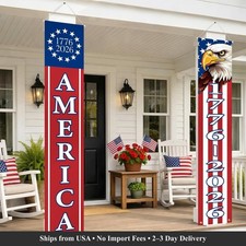 2PC 4th of July Decorations Banner 1776 2026 250th Anniversary Patriotic 250th