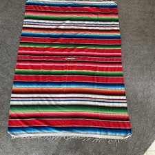 Traditional Colorful Mexican Saltillo Or Serape Blanket 82  long X 62  Wide