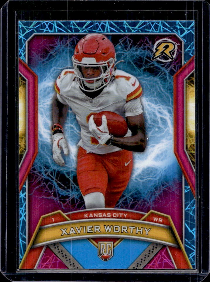 2024 Topps Resurgence Xavier Worthy RC Sky Blue and Pink Shock Rookie #143