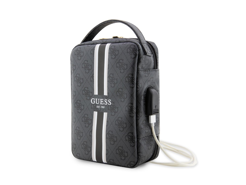 Sac de voyage USB Guess Stripe 4G bagage à main marron pour homme et femme