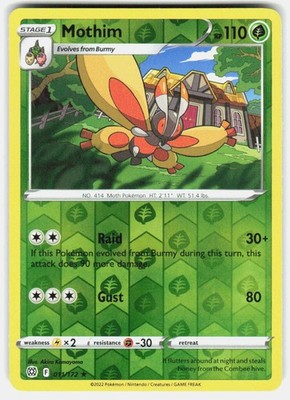 MOTHIM 011/172 RARE BRILLIANT STARS POKEMON REVERSE HOLO NM/M