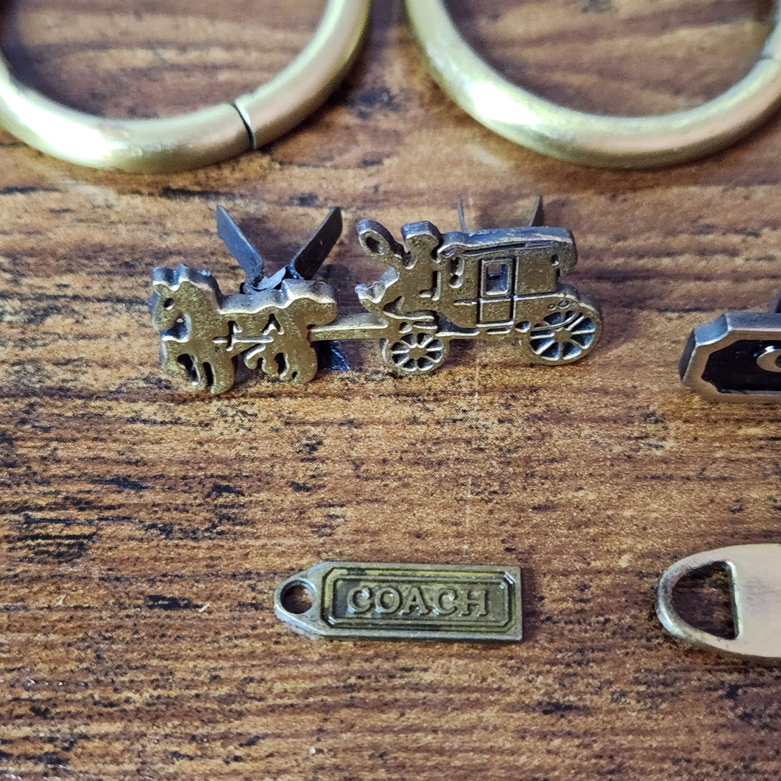 Coach Replacement Hardware Lot – Zipper Pulls, Logo Plate, Rings, Swivel Clasps thumbnail 2