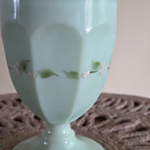 Vintage Westmoreland Sea Foam Green Milk Glass Lidded Candy Dish Signed 8"/READ - Picture 4 of 17
