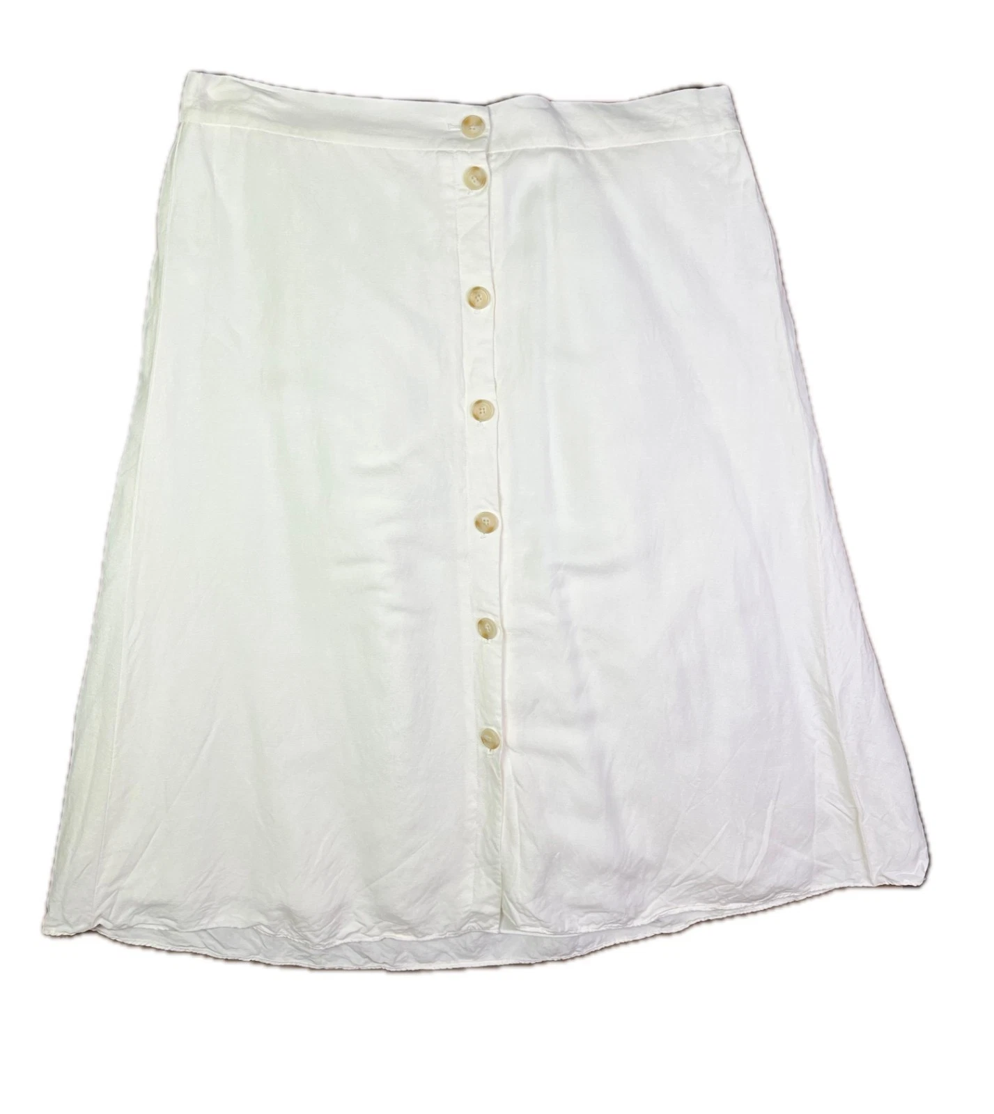 LOFT Size XL Linen Blend Button-Front Skirt Elastic Back Waist Lined