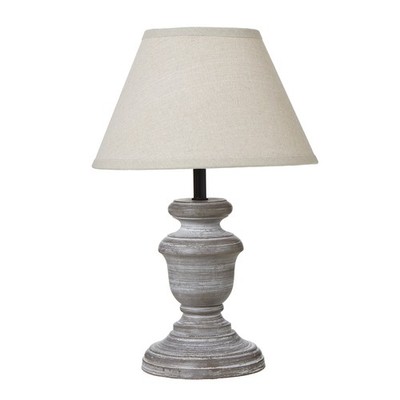 Graue Belluno Urne Tischlampe mit Leinenschirm 24x11x11cm von unseren Tischlampen gelaufen