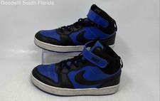Nike Kids Court Borough Mid 2 Blue Black Mid Top Sneaker Shoes Size 3Y