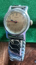 Vintage Lorie Military Style Watch Wind Up 15 Jewels Excalibur 49 Strap S/r