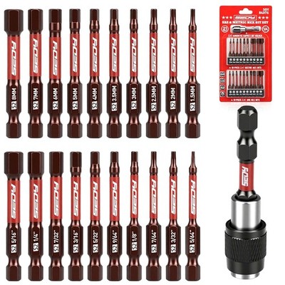 21Piece 2.5'' Hex Head Allen Wrench Drill Bit Set, 1/4'' Hex Screwdriver Bits S...