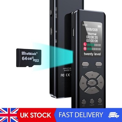 64GB Digital Voice Recorder mit 7-stufiger Sprachaktivierung & HD-Klarheitskontrolle