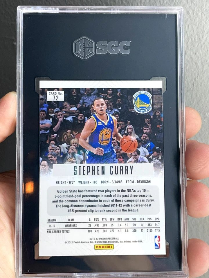 2012 13 Panini Prizm Silver #72 - Stephen Curry SGC 10 Golden State Warriors - Image 2 of 3