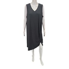 Denim Co Beach Womens Sleeveless V-Neck Knot Front Hem Dress 1X Plus Size Black