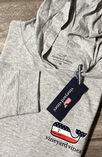Vineyard Vines Men  s NWT Logo Graphic Lightweight Hoodie Grey Heather Medium