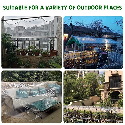 Clear Tarps Heavy Duty Waterproof, Transparent PVC Vinyl Tarpaulin 6.6 x 13.1ft - Picture 7 of 7