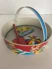 Vintage Ohio Art Children's Tin Toy Sand Sifter With Sand Molds & Shovel