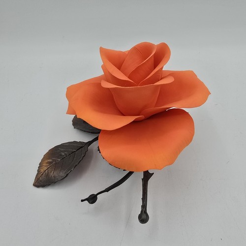 Boehm Porcelain TROPICANA ROSE ON BRONZE Porcelain Coral Flower MINOR FLAW - Picture 4 of 16