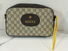 Gucci GG Monogram Wristlet Zip Pouch Beige Br...