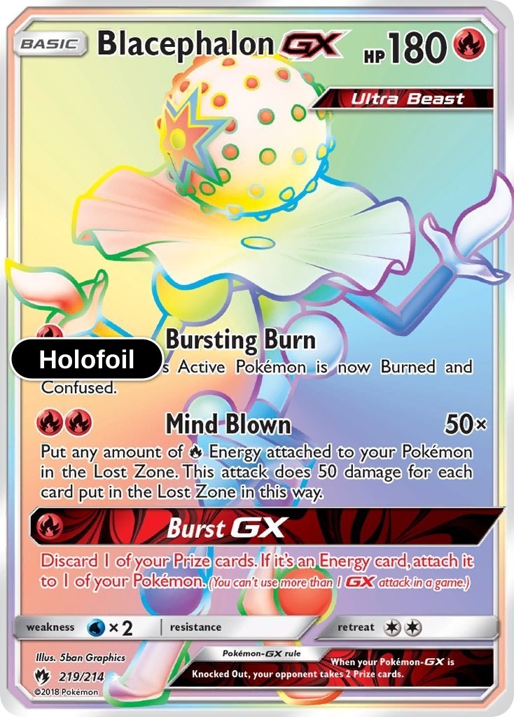 Pokemon - Blacephalon GX (Secret) - Holofoil [SM8 - 219/214 Near Mint]