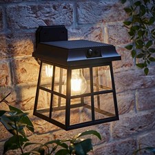 Solar Outdoor Wall Light Fitting Lantern Garden PIR Motion Sensor Security Lamp
