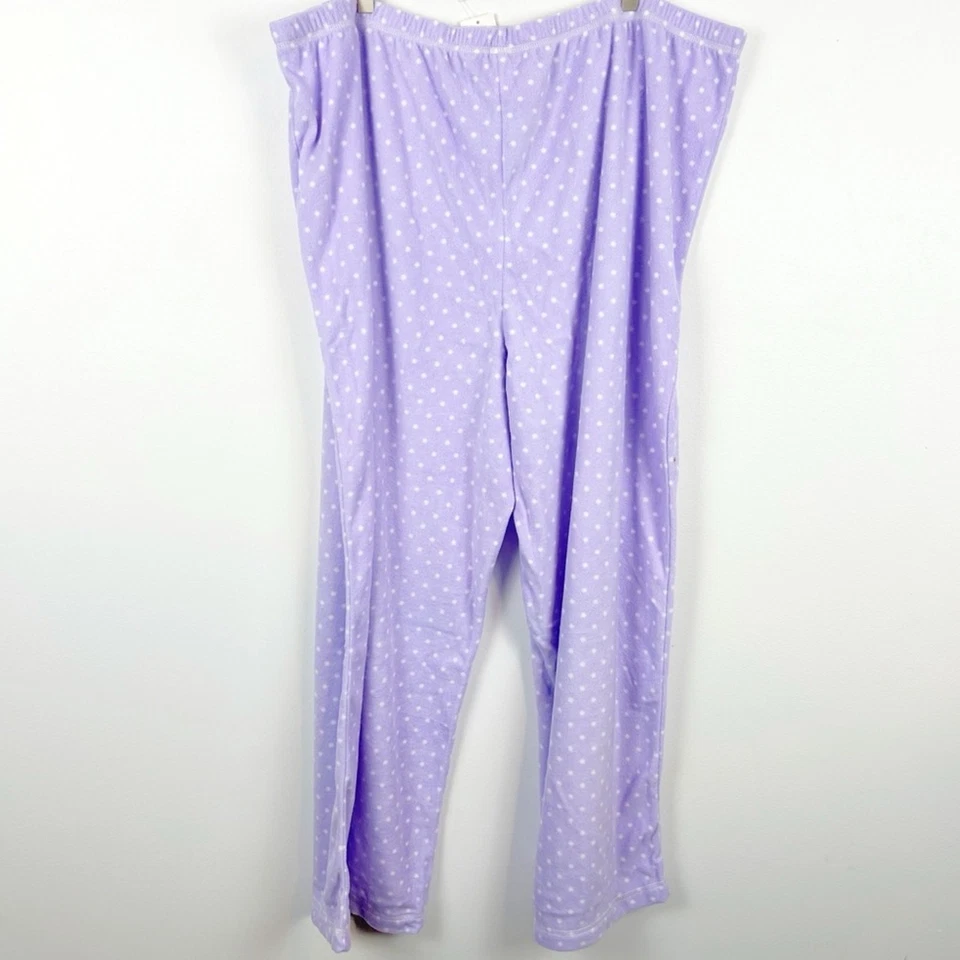 Conjunto de pijama Charter Club para mujer púrpura a lunares polar con botones talla XXXL Foto 2 de 4