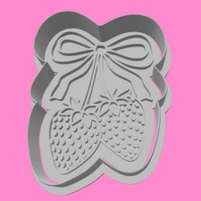 Strawberry Ribbon: 8cm Coquette Strawberry & Bow Cookie Cutter - Detailed Fruit