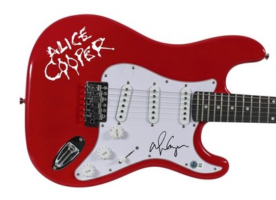 Alice Cooper Authentic Signed Red Electric Guitar w/ Decal BAS