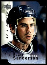 1995-96 Upper Deck Be a Player Autographs Die-Cuts Geoff Sanderson Auto Hartford